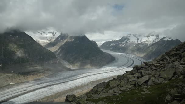 Aletschgletsjer Grootste Gletsjer Europese Alpen Timelapse Zwitsers Kanton Wallis Zwitserland — Stockvideo
