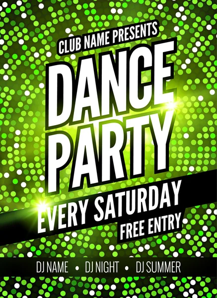 Dance Party Poster Template. Night Dance Party flyer.  Club party design template on dark colorful background. Club free entry