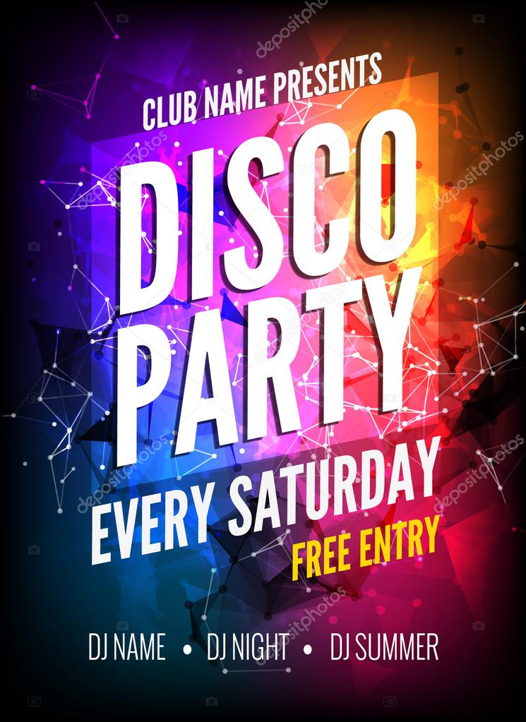 Disco Party Poster Template Night Dance Party Flyer
