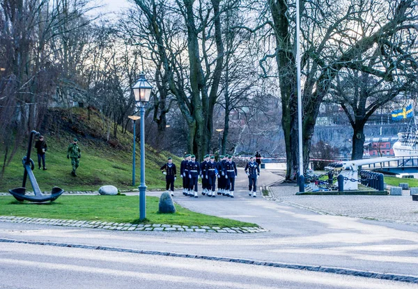 Salute Swedish Queens Birthday December Skeppsholmen Central Stockholm Made Military — Stock Photo, Image