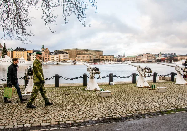 Pozdrowienia Urodziny Szwedzkich Królowych Grudnia Skeppsholmen Centrum Sztokholmu Wykonane Przez — Zdjęcie stockowe