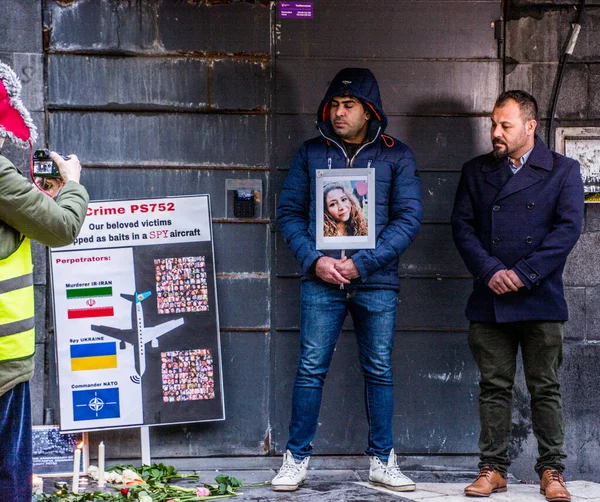 Manifestación Enero 2021 Sergel Square Estocolmo Contra Derribo Del Avión — Foto de Stock