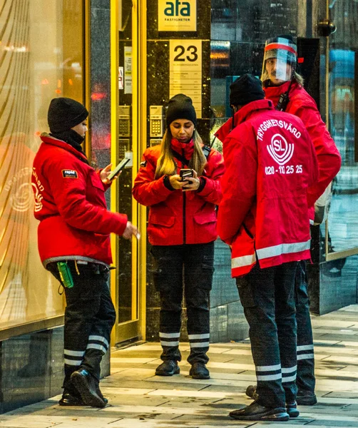 Personal Seguridad Municipal Para Seguridad Ciudad Estocolmo Suecia Desarmado — Foto de Stock
