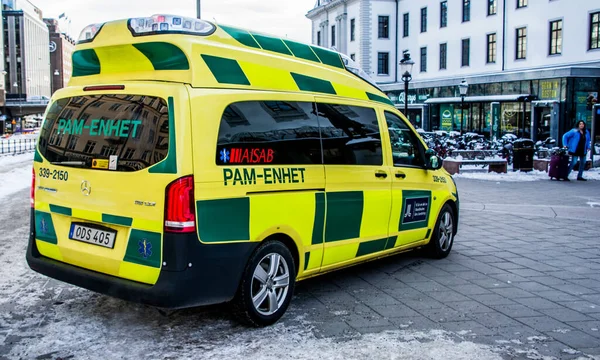 Ambulance Used Pam Unit Stockholm Sweden Emergency Vehicle Used Psyciatric — Stock Photo, Image