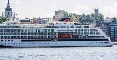 Stockholm, İsveç 'in merkezindeki Hanseatic Inspiration yolcu gemisinde..