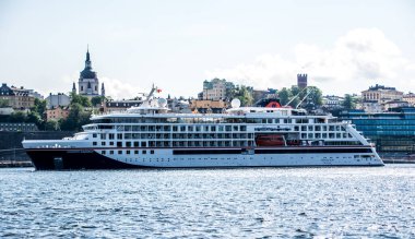 Stockholm, İsveç 'in merkezindeki Hanseatic Inspiration yolcu gemisinde..