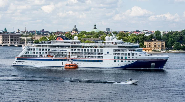 Stockholm, İsveç 'in merkezindeki Hanseatic Inspiration yolcu gemisinde..