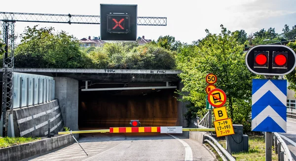 Acceso Cerrado Vehículos Túnel Estocolmo Suecia — Foto de Stock