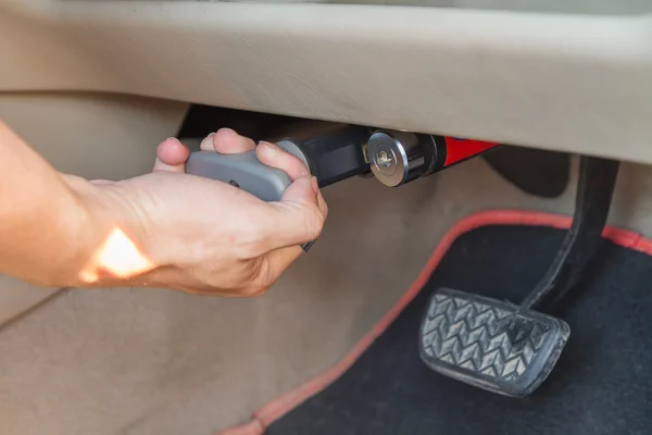 Pull for lock brake pedal of the car — Stock Photo, Image