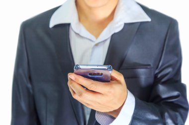 İş adamı elinde Smartphone