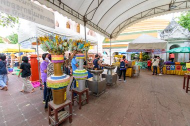 Nakhonpathom, Tayland - 31 Ekim 2020: Praying Homang 'da Phrapathom Chedi etkinliği