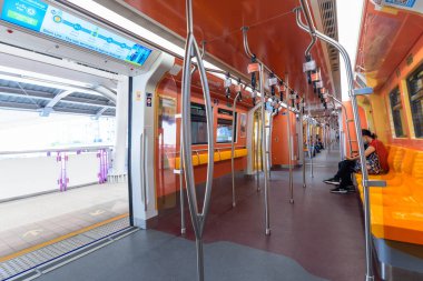 Bangkok, Tayland - 19 Aralık 2020: Bangkok 'ta hava treninin boş koltuğu