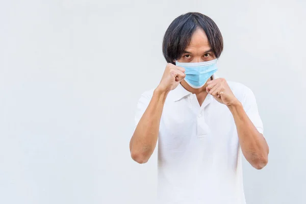 Asijské Muž Nosit Hygienickou Masku Post Box Stráž Akce Pro — Stock fotografie