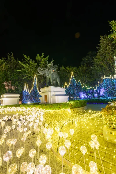 Rachaburi Tailândia Dezembro 2020 Festival Shows Iluminação Nasatta Park Com — Fotografia de Stock