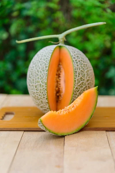 Fechar Com Melão Laranja Fresco Prato — Fotografia de Stock