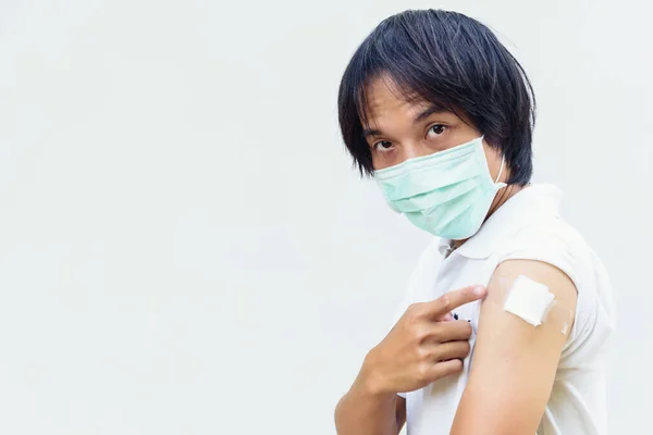 Asiático Hombre Obtener Vacunado Covid — Foto de Stock