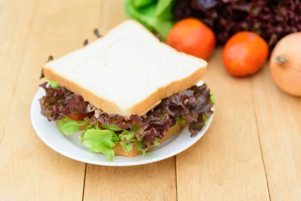 白菜中的三明治金枪鱼 — 图库照片