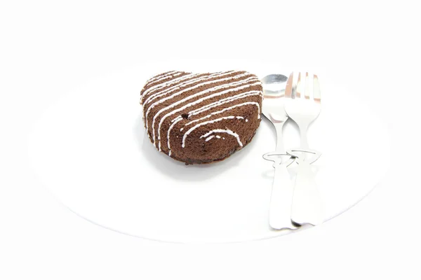 Pastel de chocolate corazón — Foto de Stock