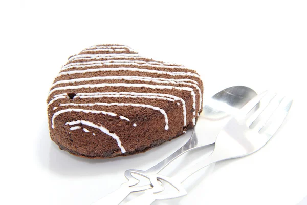 เค้กช็อคโกแลตหัวใจ — ภาพถ่ายสต็อก