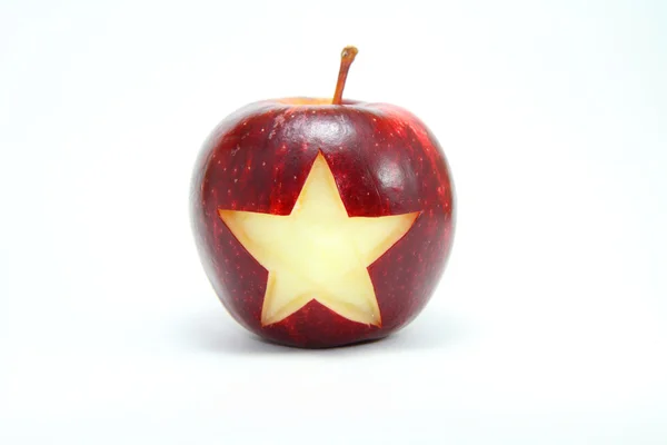 A star on apple — Stock Photo, Image