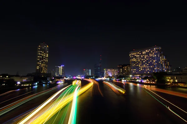 Moving blur light of ship — Stock Photo, Image