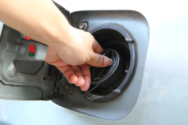 Open the cap of fuel tank — Stock Photo, Image