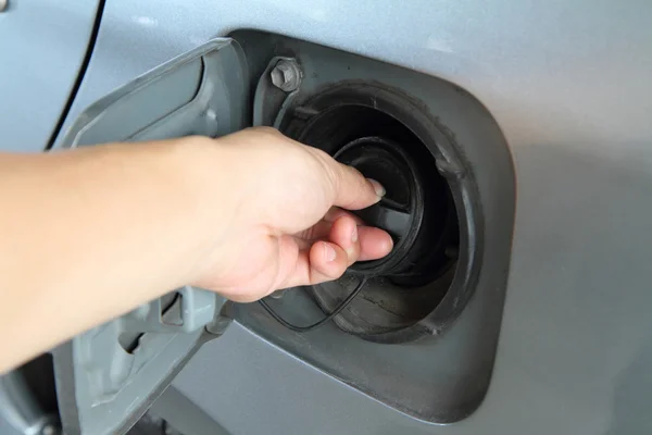 Open the cap of fuel tank — Stock Photo, Image