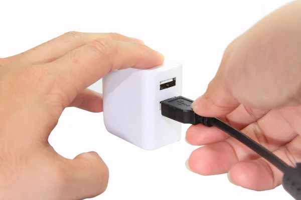 Conecte o adaptador USB — Fotografia de Stock