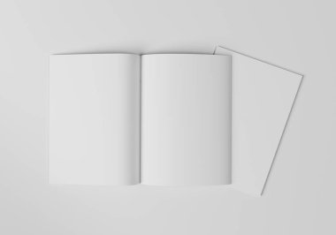 Boş şarjör ikiye bölünmüş ve altında başka bir dergi var. Beyaz bir arka planda. 3B illüstrasyon