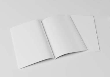 Boş şarjör ikiye bölünmüş ve altında başka bir dergi var. Beyaz bir arka planda. 3B illüstrasyon