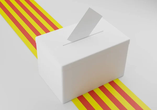 Ballot Box Voting Envelope Slot Ready Vote Catalonia Flag Background — Stock Photo, Image