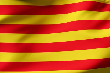 Catalunya 'nın resmi bayrağı. Yakın çekim. Görüntü 3d.