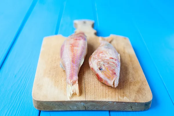 Mullet vermelho cru a bordo — Fotografia de Stock