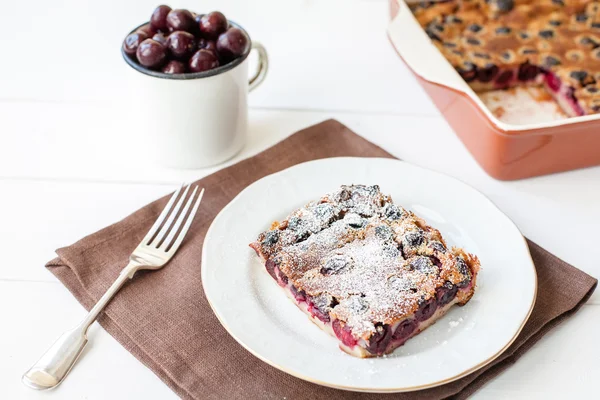 French clafoutis with cherry — Stock Photo, Image