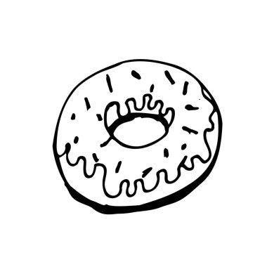  Menü kafesi, bar, çocuk maması, restoran için beyaz arka planda izole edilmiş jöleli donut.