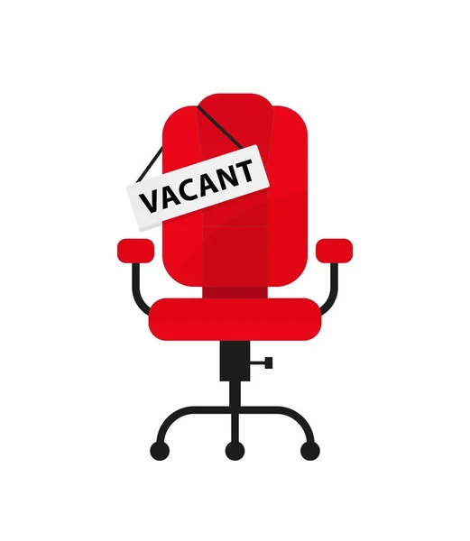 Lege bureaustoel met leeg bord. Werkgelegenheids-, vacature- en indiensttredingsconcept. — Stockvector