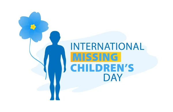 Día Internacional de los Niños Desaparecidos. No me olvides las flores. Niños perdidos. — Vector de stock