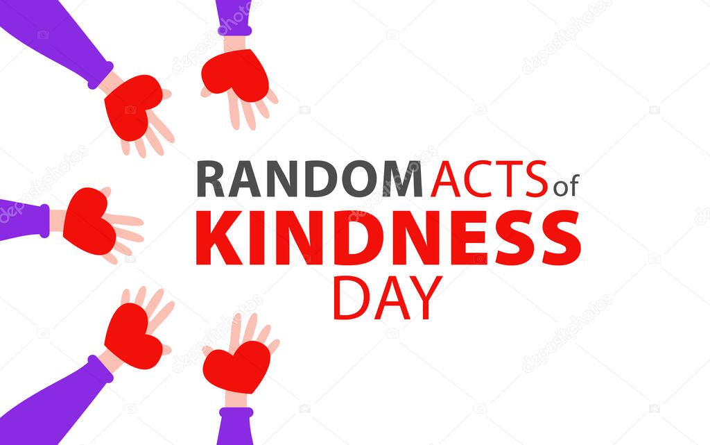 Random acts of kindness day emblem isolated vector illustration. World altruistic holiday event label.