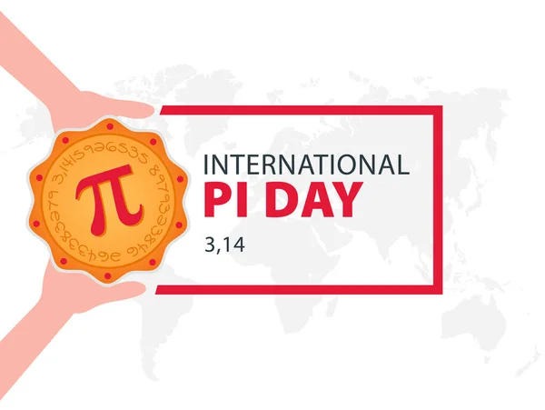 Feliz Día del Pi. Celebra el Día del Pi. Pastel al horno con símbolo Pi. 14 de marzo. — Vector de stock