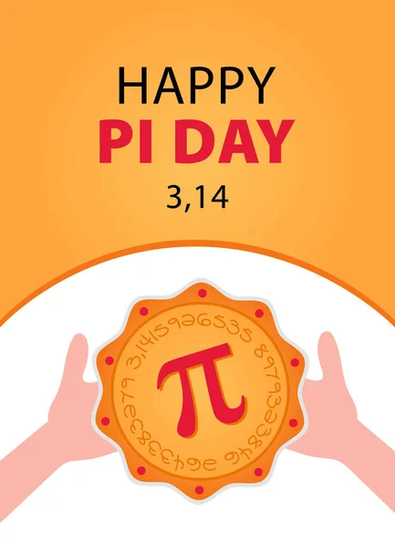 Feliz Día del Pi. Celebra el Día del Pi. Pastel al horno con símbolo Pi. 14 de marzo. — Vector de stock