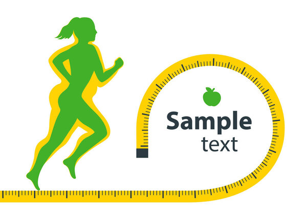 Крытый фитнес-концепция и фитнес-приложение изолировать. Плоская векторная иллюстрация спортивной девушки в спортивной одежде, делающей упражнения на беговой дорожке. Потеря веса. Бланшировать пространство для вашего контента, искушать.