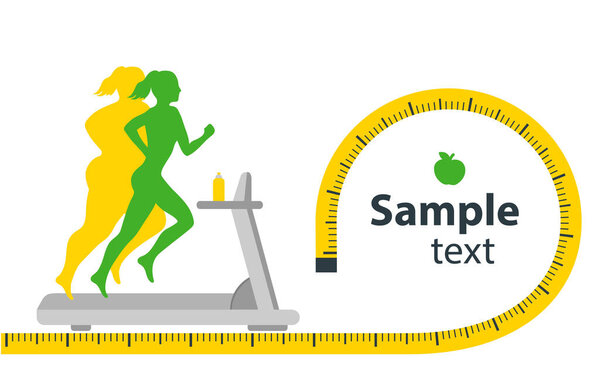 Потеря веса. Влияние диеты на вес человека. Молодая женщина до и после диеты и фитнеса. Концепция потери веса. Толстая и худенькая женщина. Бланшировать пространство для вашего контента, искушать.