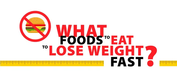 Afvallen. Vector Typografie Banner Ontwerp Concept. Wat voedsel te eten om snel gewicht te verliezen. Gezonde voeding. — Stockvector