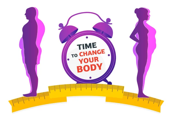 Žena s obezitou. Nadváha problém, tuk, zdravotní péče, nezdravý životní styl koncepce. — Stockový vektor