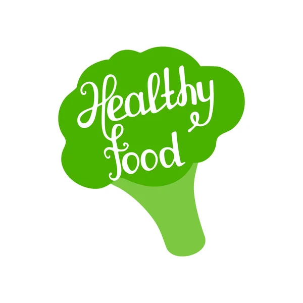 Sticker healthy food with broccoli. — 스톡 벡터