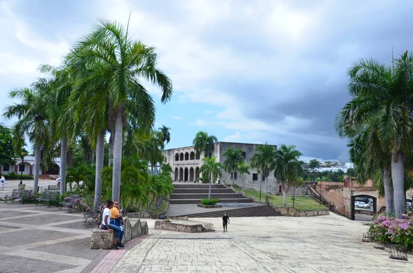 Paisaje Urbano Con Palmeras Arquitectura Estilo Colonial Capital República Dominicana — Foto de Stock