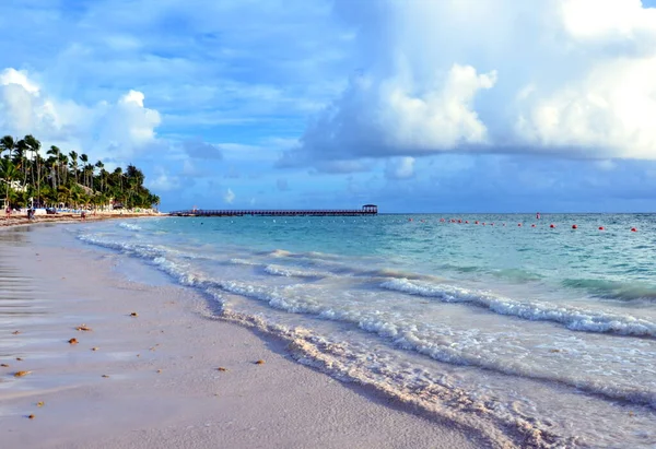 Tropical morning landscape with ocean and beach in Dominican Republic