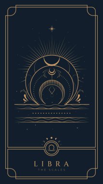 Terazi Sembolü Zodiac İllüstrasyonu