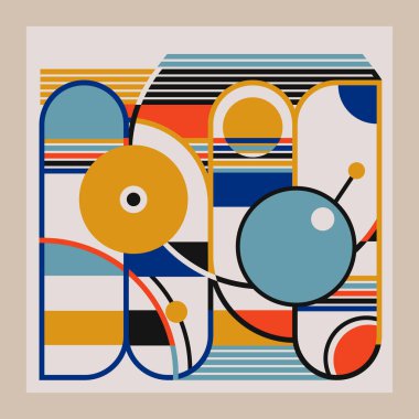Bauhaus stili arkaplana sahip soyut vektör geometriği