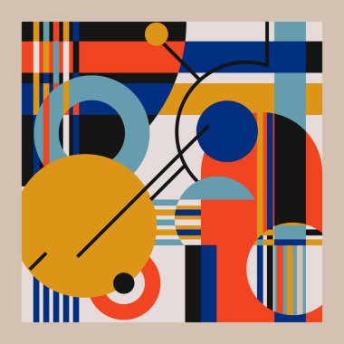 Bauhaus stili arkaplana sahip soyut vektör geometriği